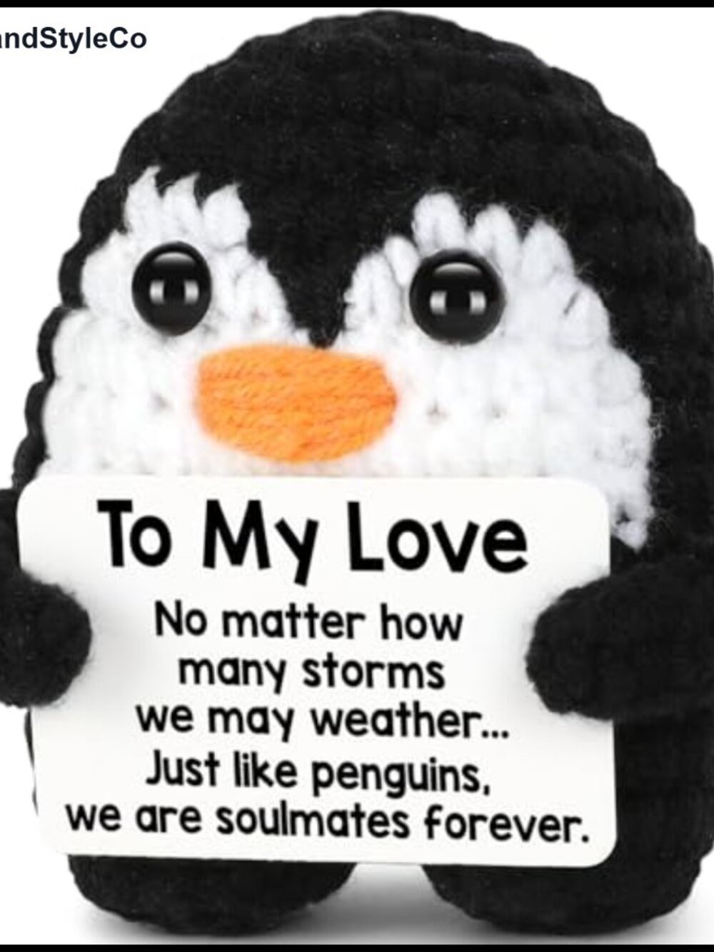 Handmade Crochet Mini Penguin Romantic Gift with Love Card